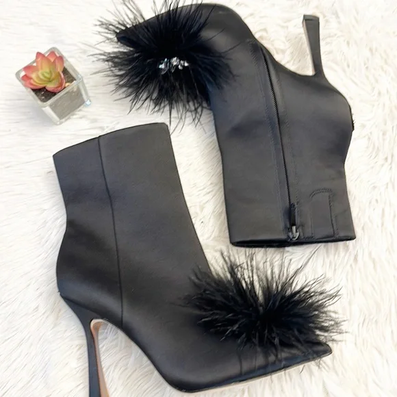 NEW Sam Edelman x Anthropologie Ency Black Satin Heel Ankle Boot women size 7